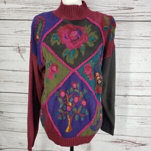 Vintage Jantzen Classics Hand Embroidered Multicolor Sweater Size Medium
